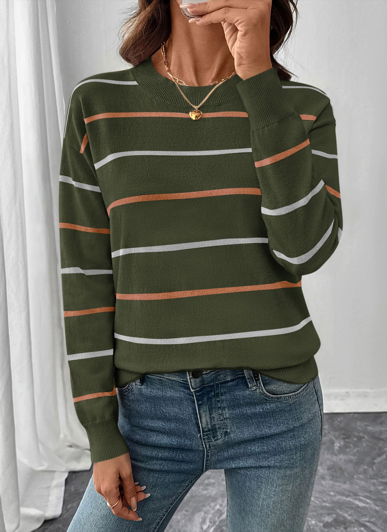 PRETTYGARDEN Womens Sweaters 2026 Cute Striped Pullover Tops
