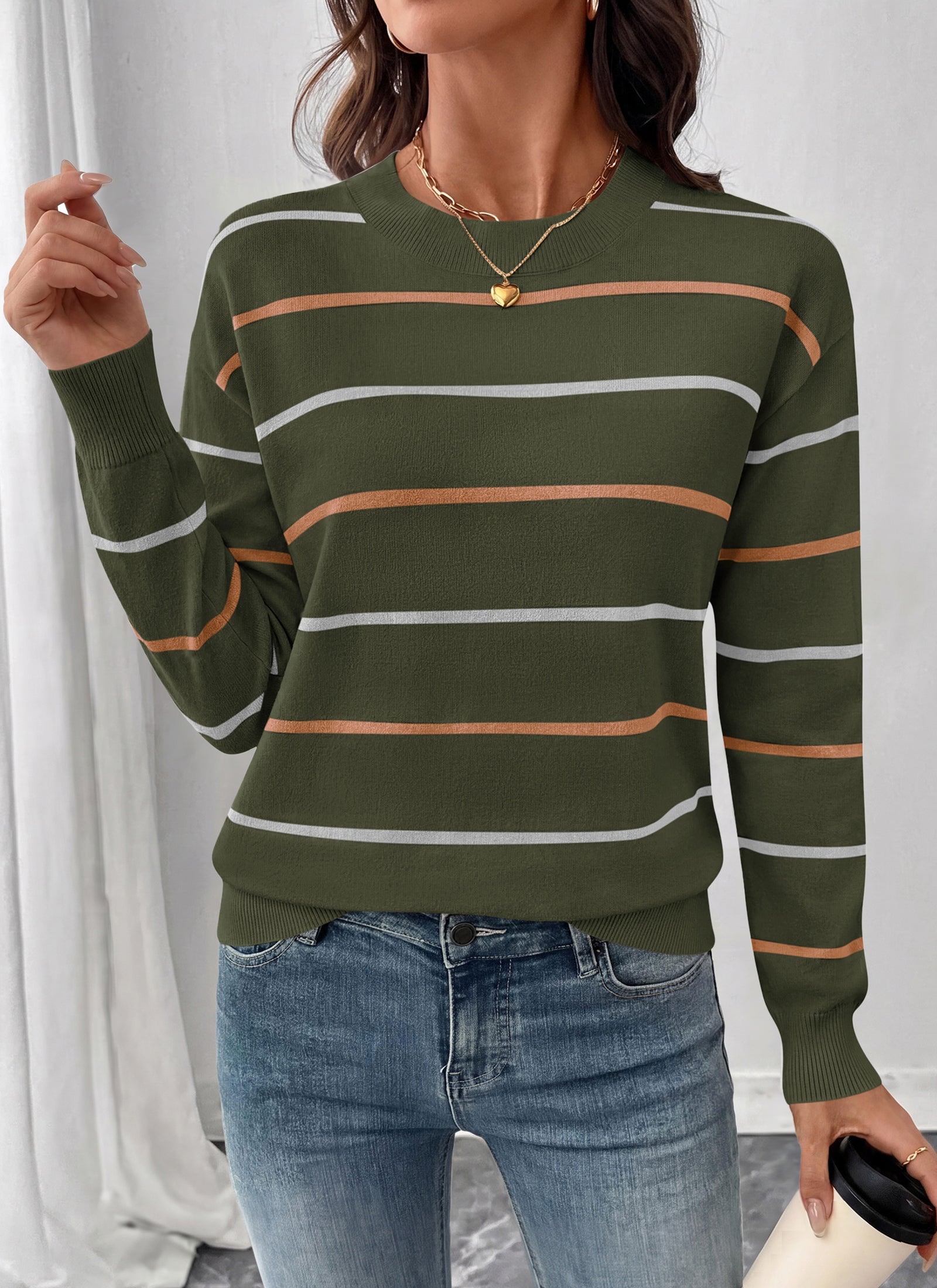 PRETTYGARDEN Womens Sweaters 2026 Cute Striped Pullover Tops