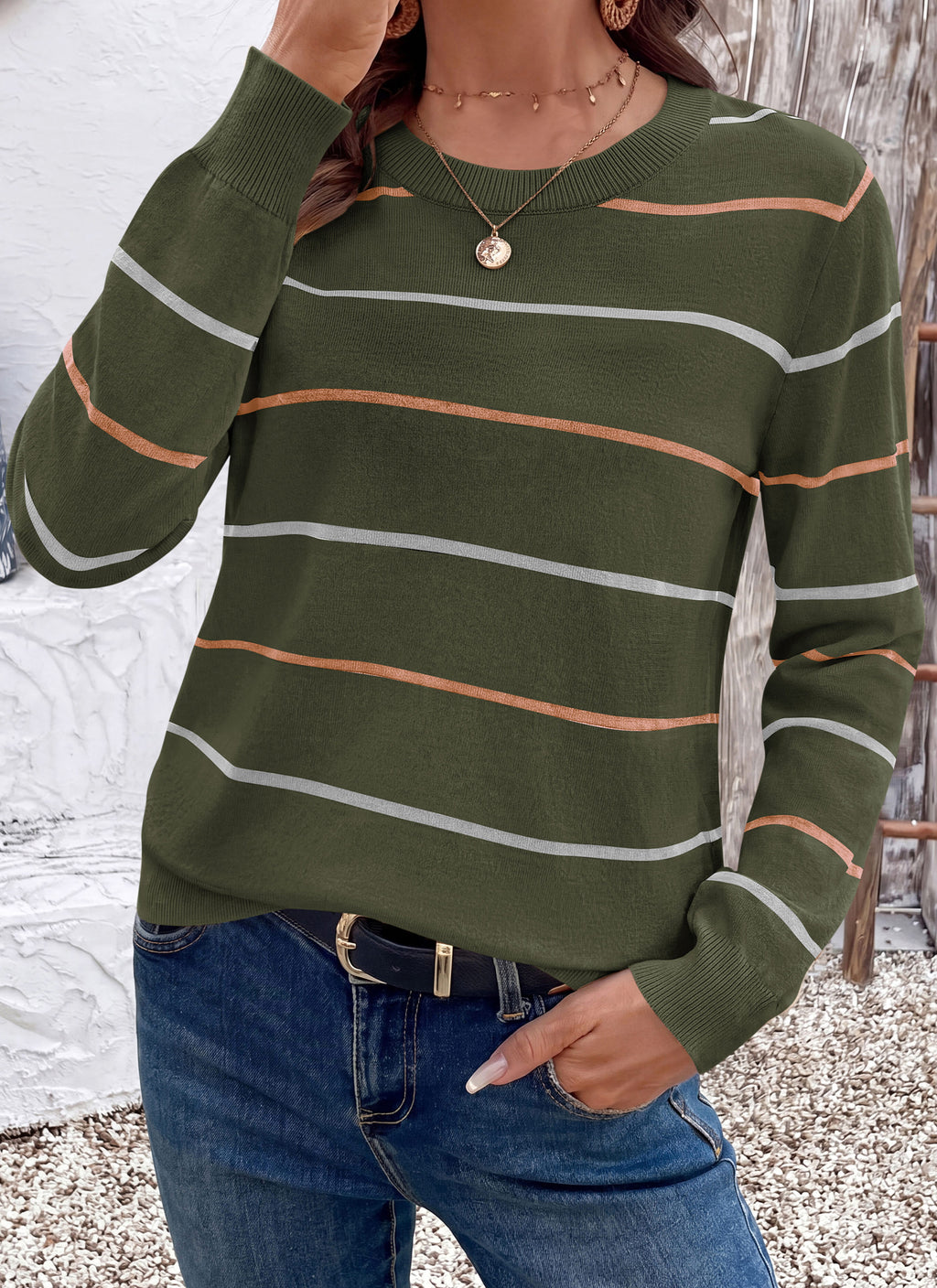 PRETTYGARDEN Womens Sweaters 2026 Cute Striped Pullover Tops