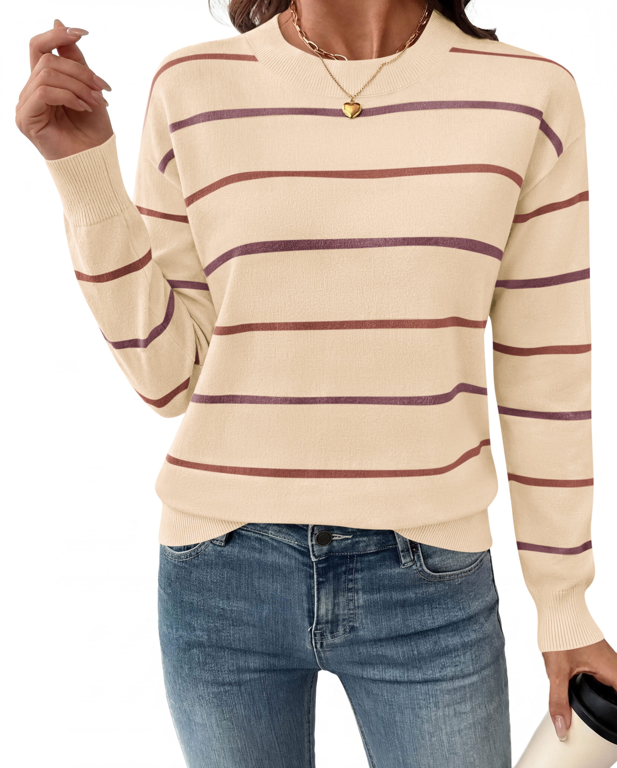 PRETTYGARDEN Womens Sweaters 2026 Cute Striped Pullover Tops
