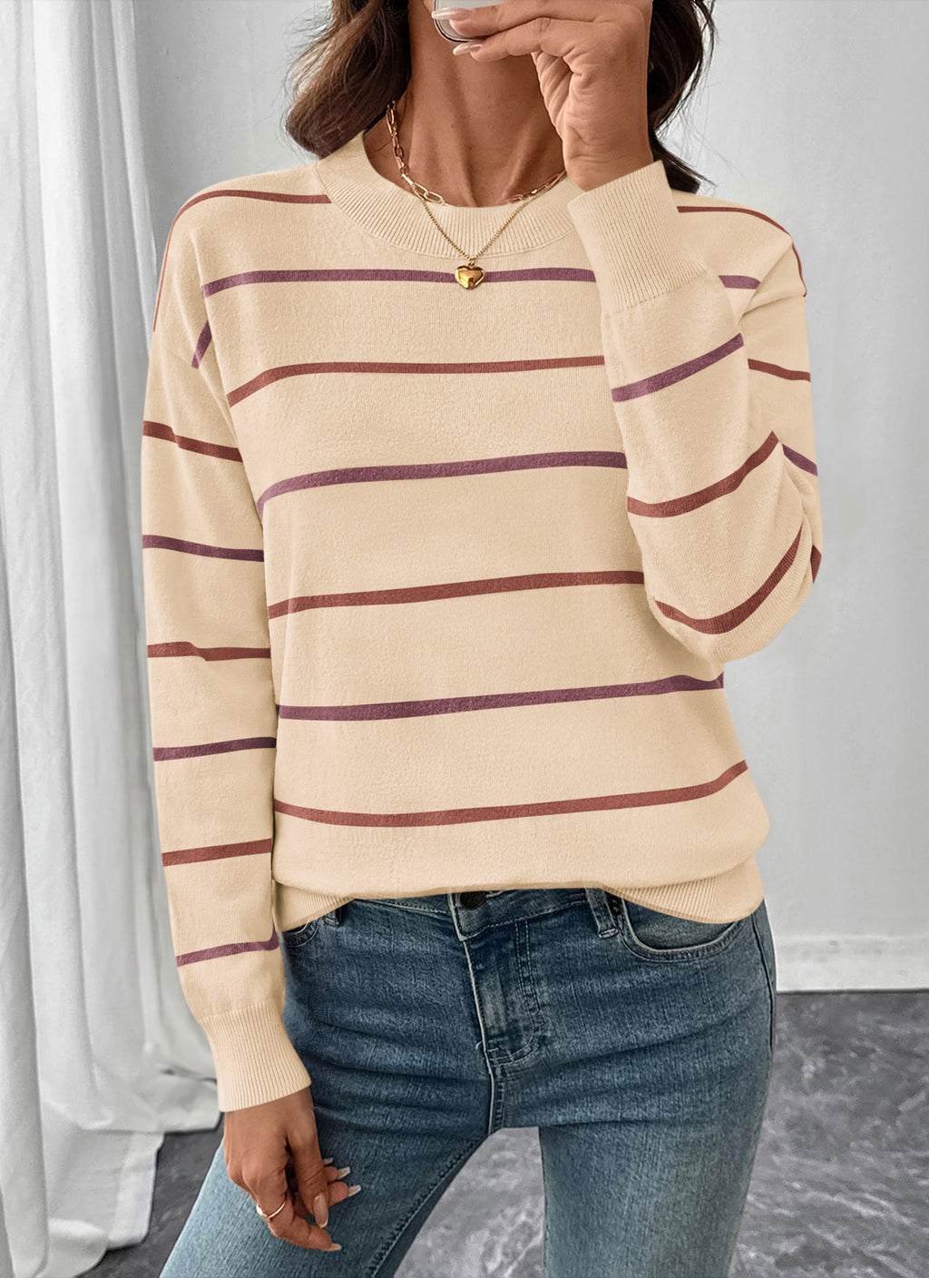 PRETTYGARDEN Womens Sweaters 2026 Cute Striped Pullover Tops