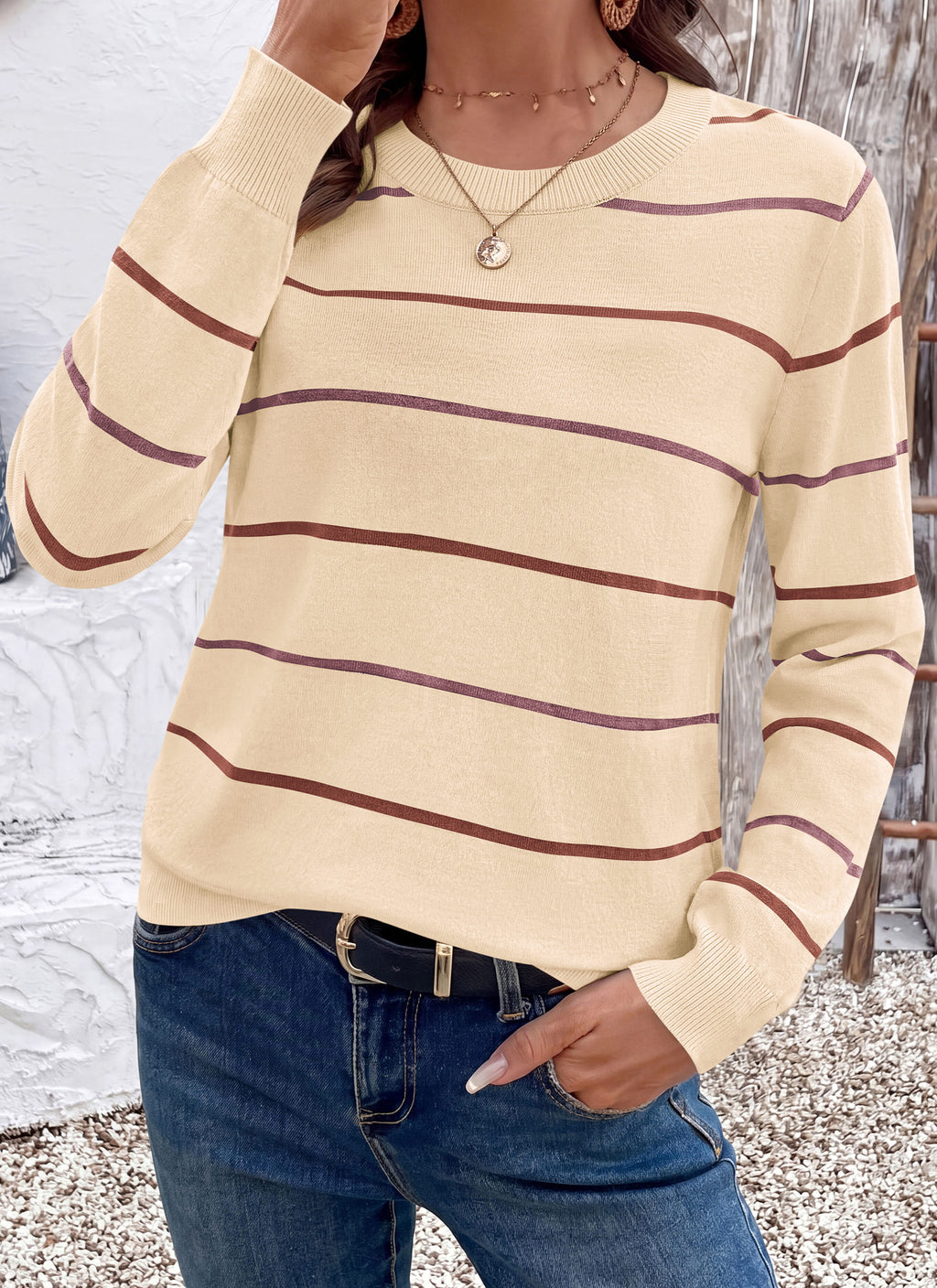 PRETTYGARDEN Womens Sweaters 2026 Cute Striped Pullover Tops