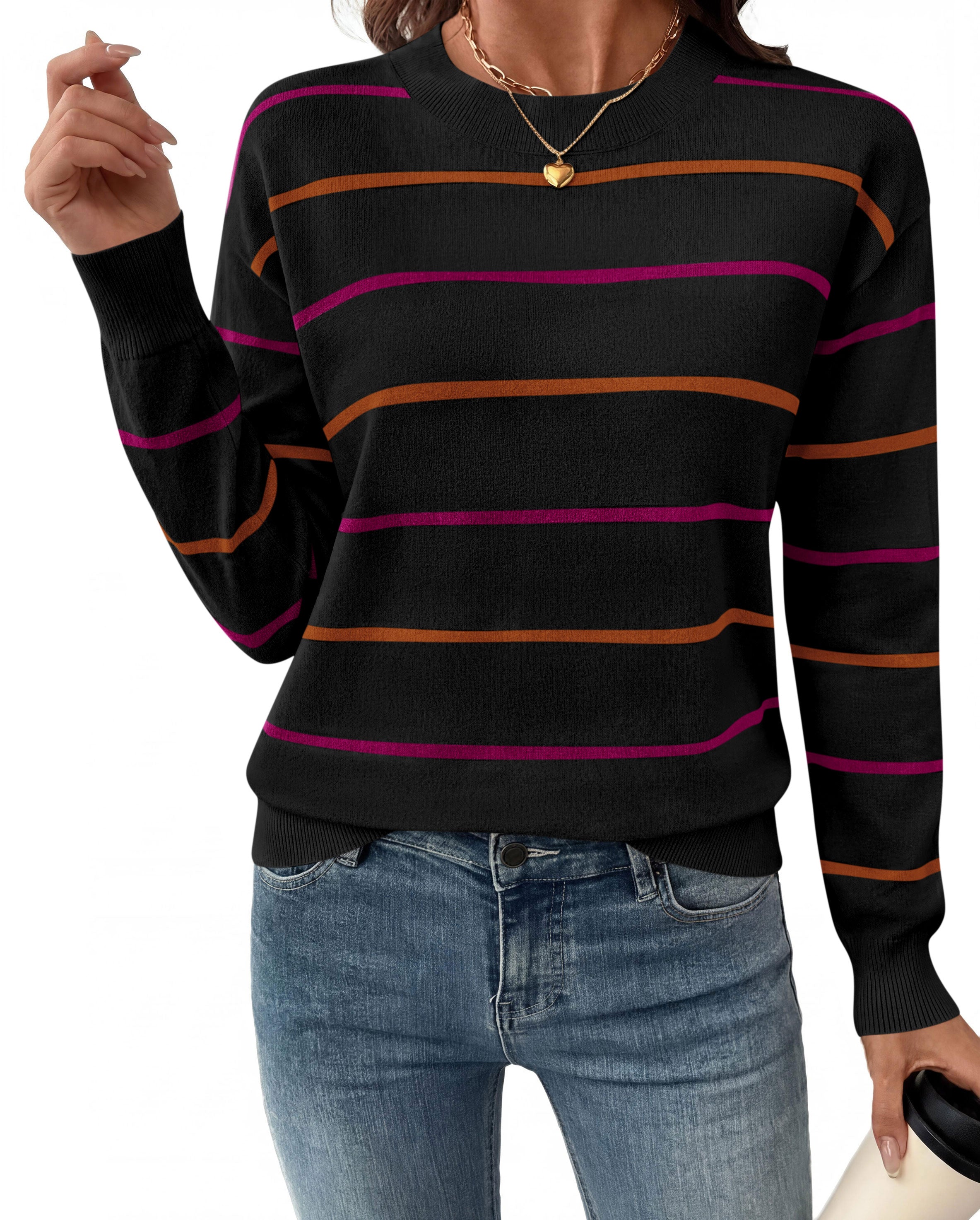 PRETTYGARDEN Womens Sweaters 2026 Cute Striped Pullover Tops