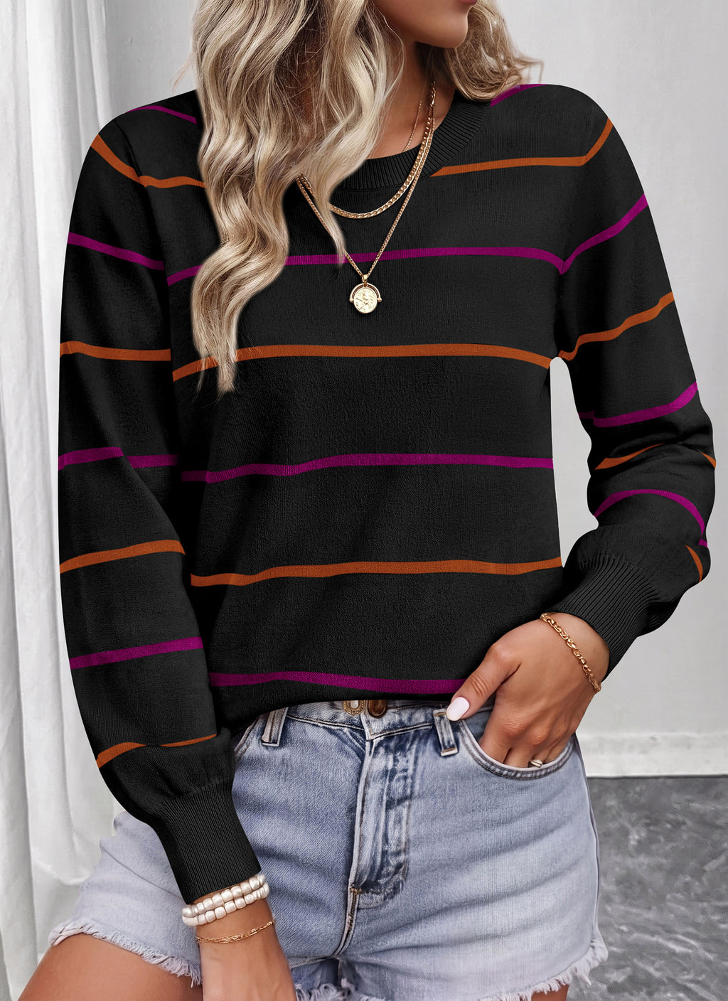 PRETTYGARDEN Womens Sweaters 2026 Cute Striped Pullover Tops