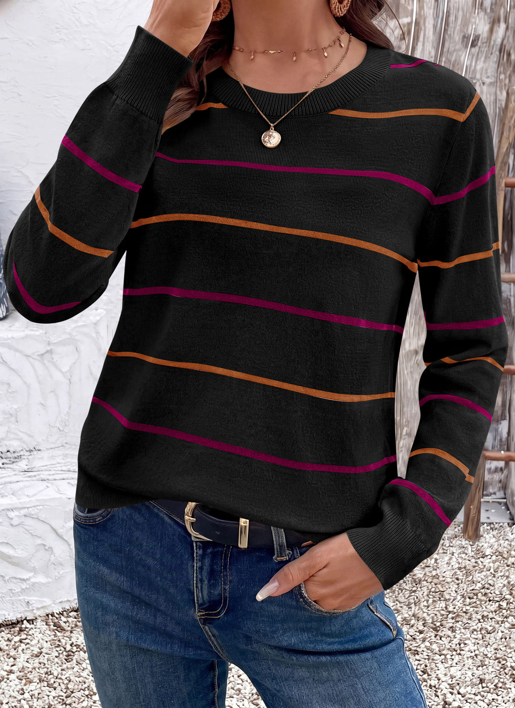 PRETTYGARDEN Womens Sweaters 2026 Cute Striped Pullover Tops