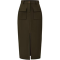 FreshPretty Skirts for Women Spring Summer High Waisted Cargo Trendy Pencil Slit Dressy Casual Business Work Long Skirt