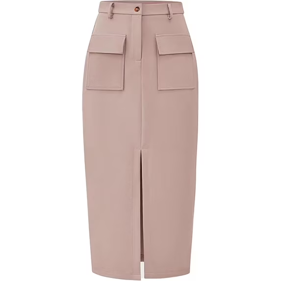 FreshPretty Skirts for Women Spring Summer High Waisted Cargo Trendy Pencil Slit Dressy Casual Business Work Long Skirt