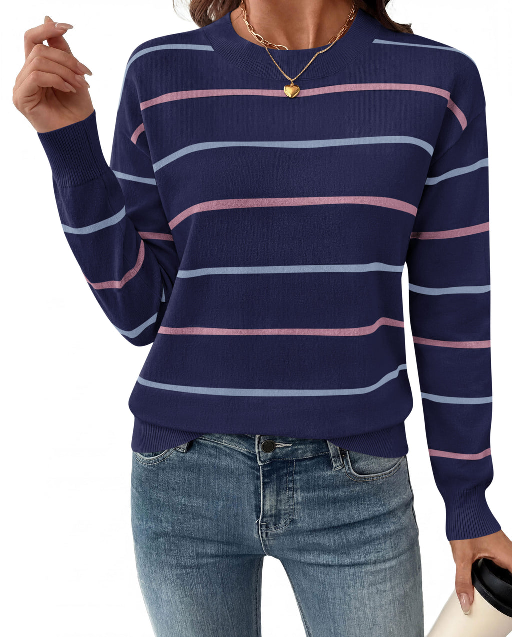 PRETTYGARDEN Womens Sweaters 2026 Cute Striped Pullover Tops