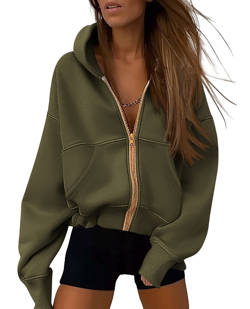 PRETTYGARDEN Women's Zip Up Hoodie Sweatshirt Y2K Fall Fashion Clothes Long Sleeve Loose Fit Pockets Casual Trendy Jacket