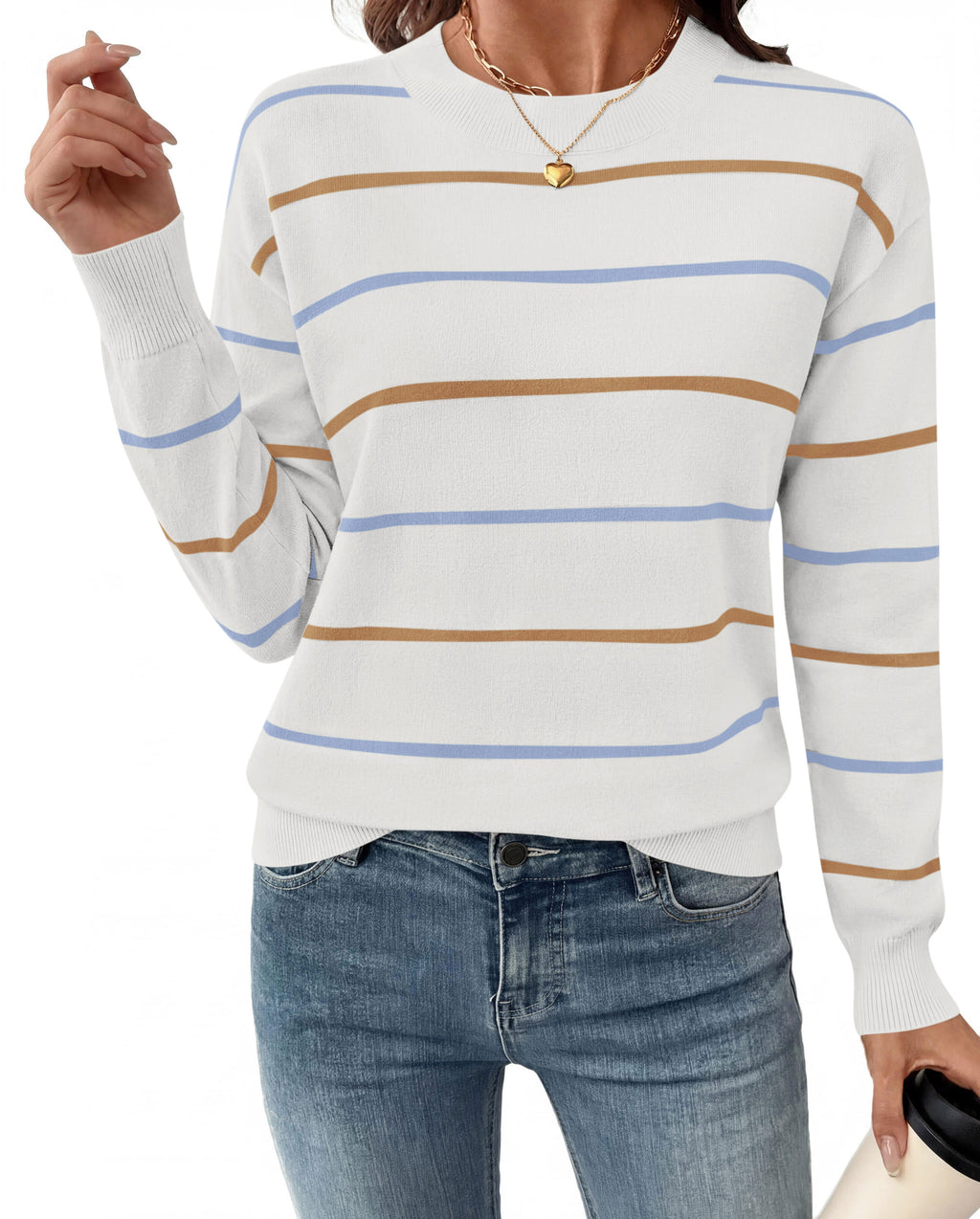 PRETTYGARDEN Womens Sweaters 2026 Cute Striped Pullover Tops