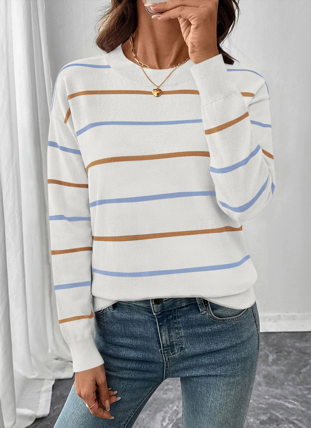 PRETTYGARDEN Womens Sweaters 2026 Cute Striped Pullover Tops