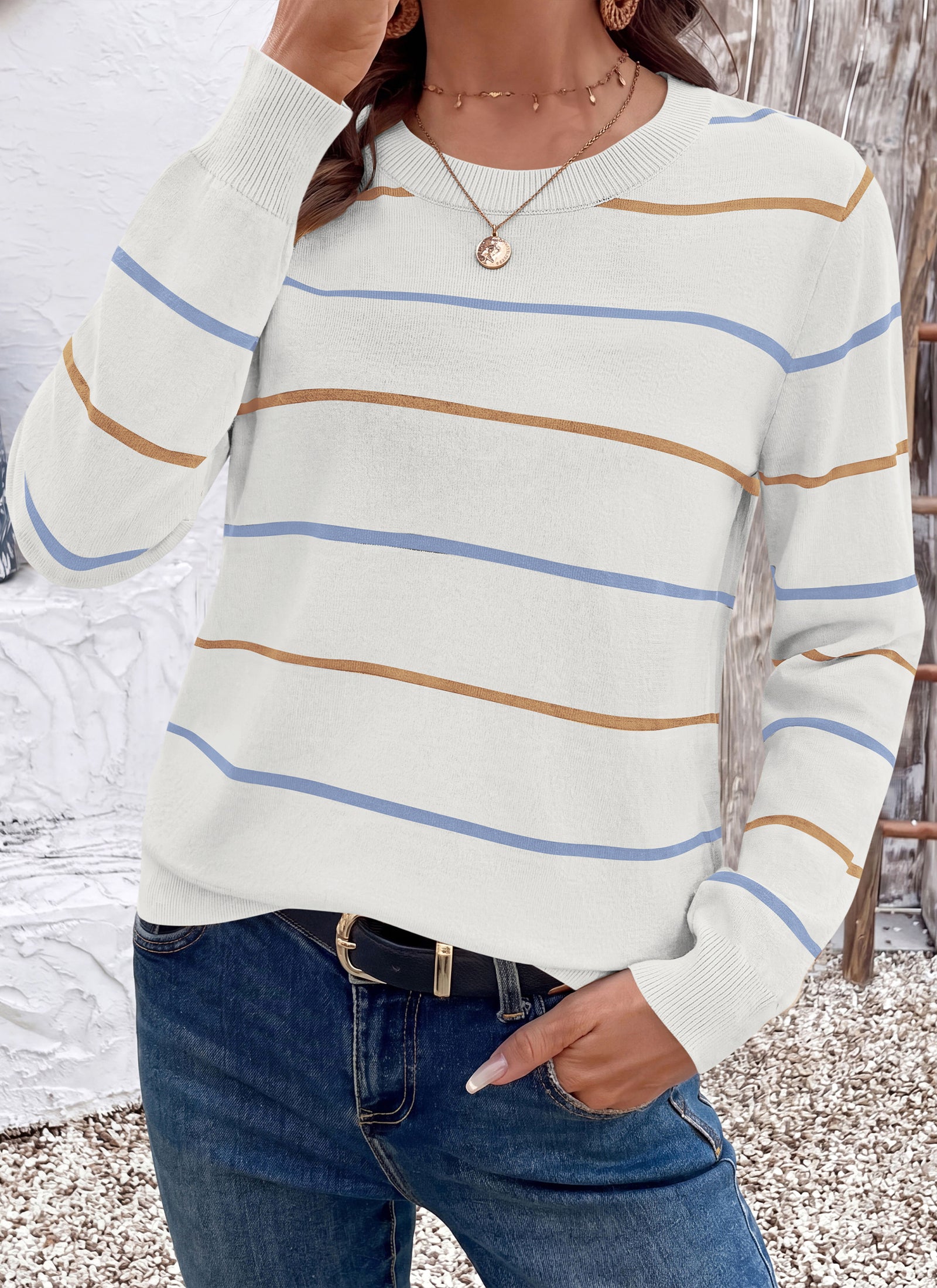 PRETTYGARDEN Womens Sweaters 2026 Cute Striped Pullover Tops