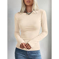 FreshPretty Womens Basic Long Sleeve Shirts Casual Boat Neck Rib Knit Fitted T-Shirt Cute Going Out Tops Y2K Fashion Clothing