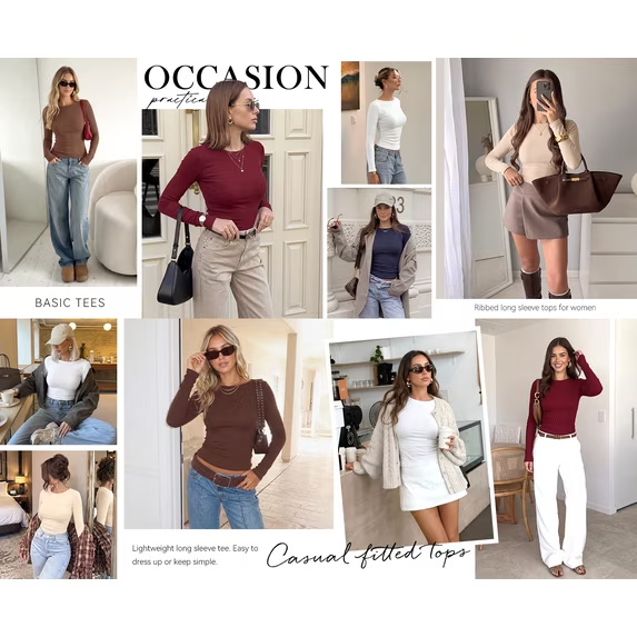 FreshPretty Womens Basic Long Sleeve Shirts Casual Boat Neck Rib Knit Fitted T-Shirt Cute Going Out Tops Y2K Fashion Clothing