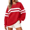 FreshPretty Women's Striped Oversized Sweatshirt Spring Crewneck Long Sleeve Shirts Casual Color Block Pullover Tops