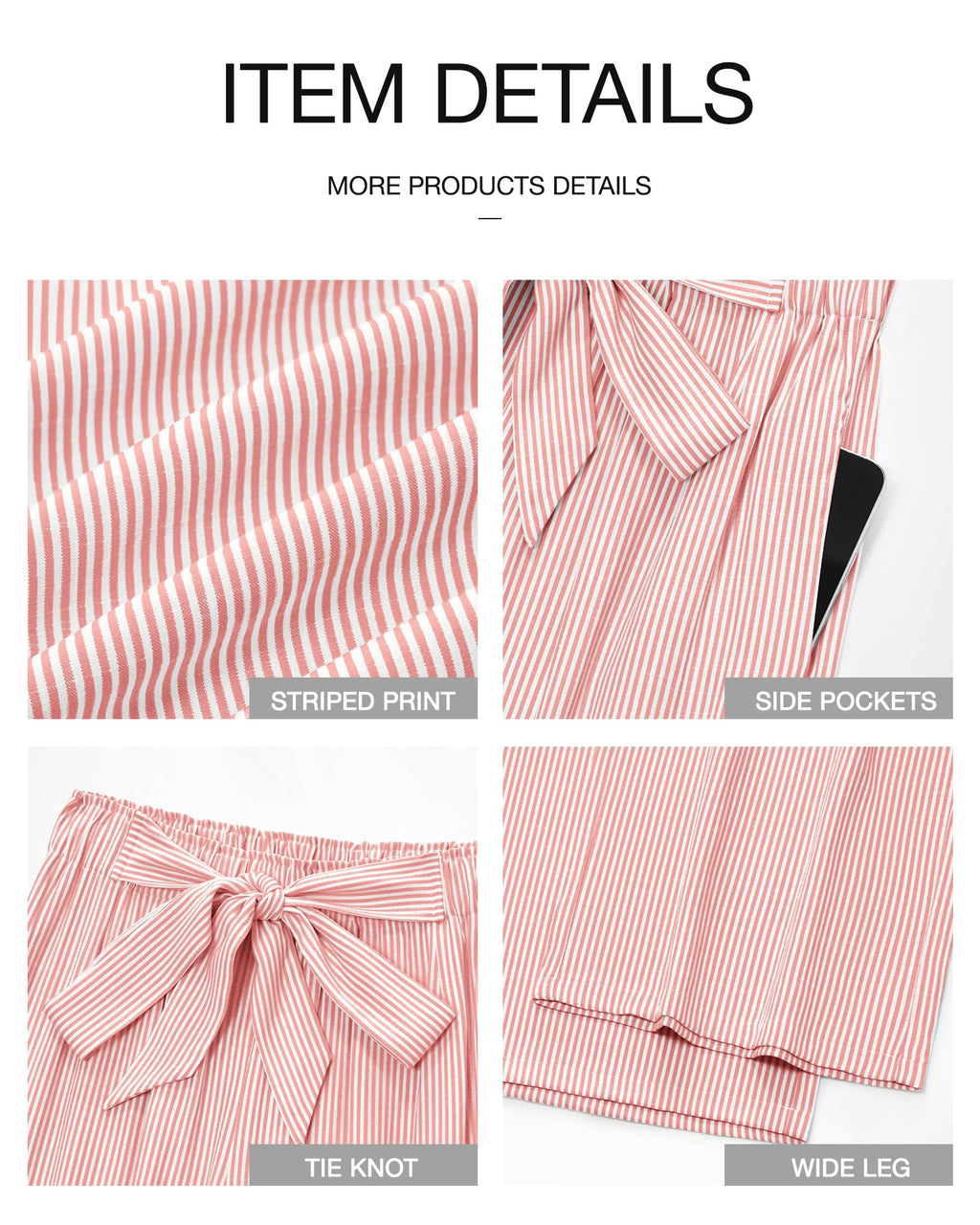 FreshPretty Palazzo Pants for Women  Fall Striped Flowy Tie Knot Wide Leg High Waist Dressy Casual Work Pants Trousers