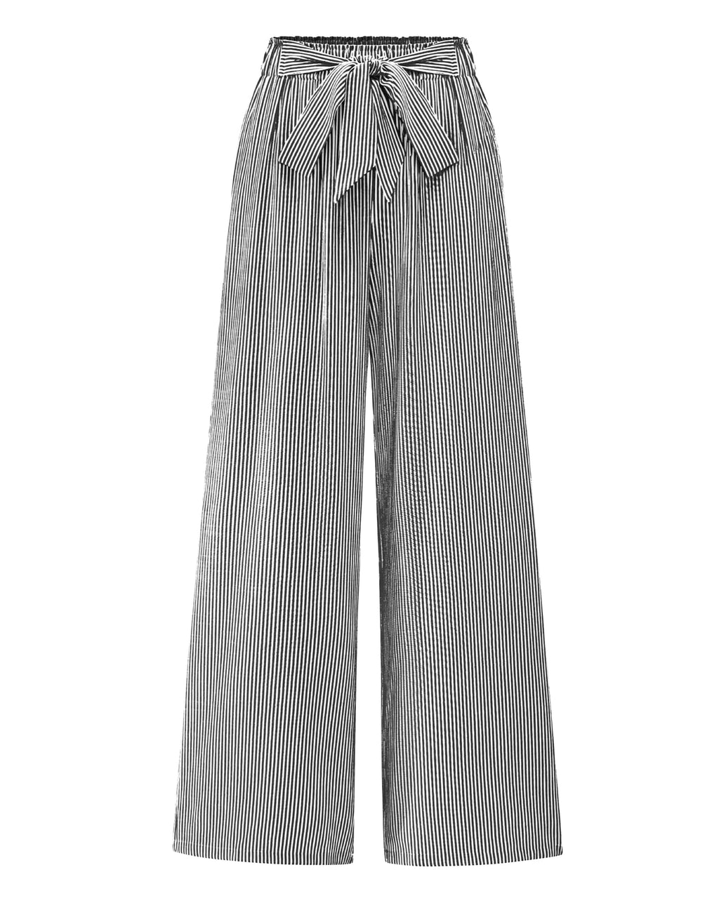 FreshPretty Palazzo Pants for Women  Fall Striped Flowy Tie Knot Wide Leg High Waist Dressy Casual Work Pants Trousers