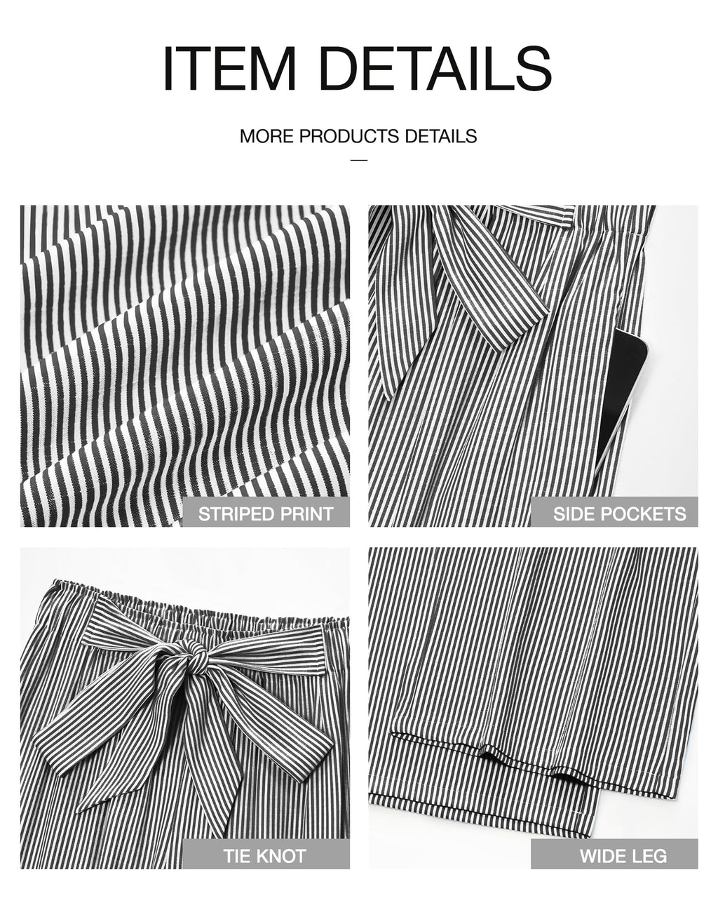 FreshPretty Palazzo Pants for Women  Fall Striped Flowy Tie Knot Wide Leg High Waist Dressy Casual Work Pants Trousers