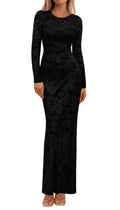 BTFBM Wedding Guest Dresses for Women Fall Elegant Floral Lace Ruched Long Sleeve Bodycon Cocktail Party Maxi Dress
