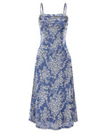 BTFBM Women's Summer Dress Sleeveless Spaghetti Strap Midi Dress Sexy Cowl Neck Floral Cocktail Dress Party Dresses