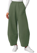 BTFBM Womens Wide Leg Pants Ankle Palazzo Fleece Harem Barrel Sweatpants High Waisted Baggy Sweatpants with Pockets,Casual Lounge Flowy Pants,Lounge Cropped Trousers,Fall Outfits for Women