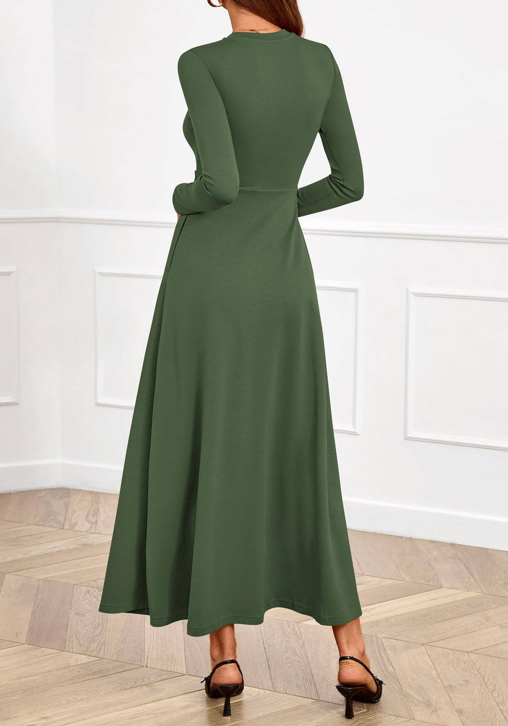 BTFBM Long Sleeve Dress for Women Spring Clothes Pockets Business Casual Pleated Fall Wedding Guest Dresses