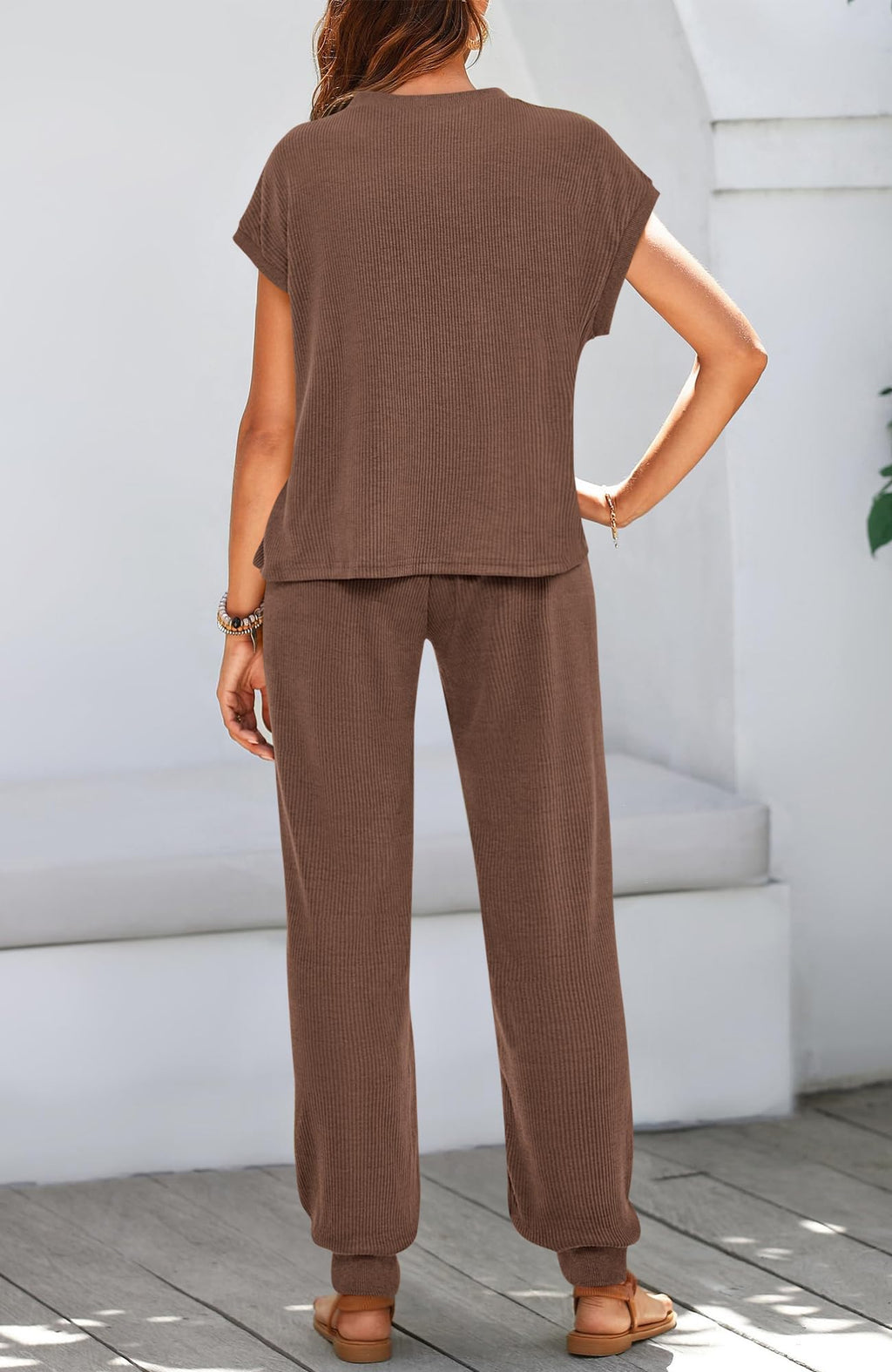 BTFBM Women's Two Piece Tracksuit Outfits Summer Short Sleeve Tops Long Pants Jogger Lounge Matching Sets Sweatsuit