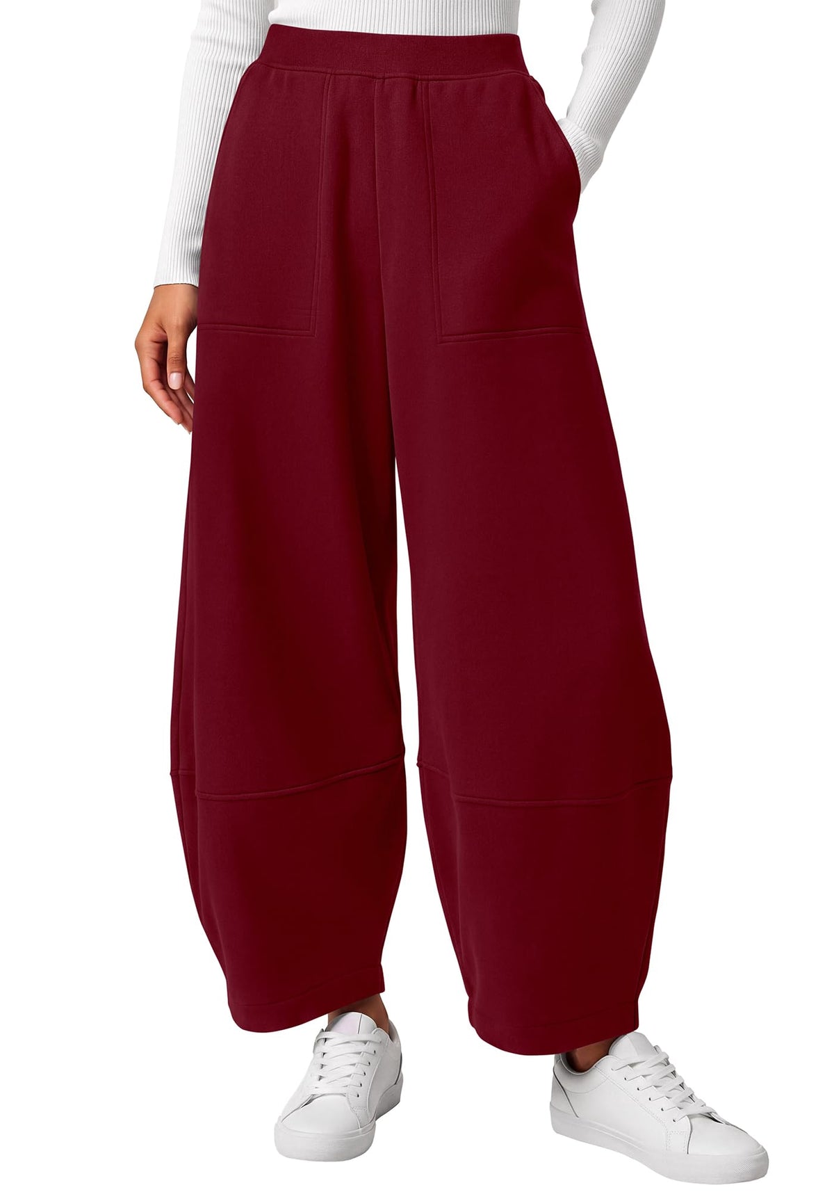 BTFBM Womens Wide Leg Pants Ankle Palazzo Fleece Harem Barrel Sweatpants High Waisted Baggy Sweatpants with Pockets,Casual Lounge Flowy Pants,Lounge Cropped Trousers,Fall Outfits for Women