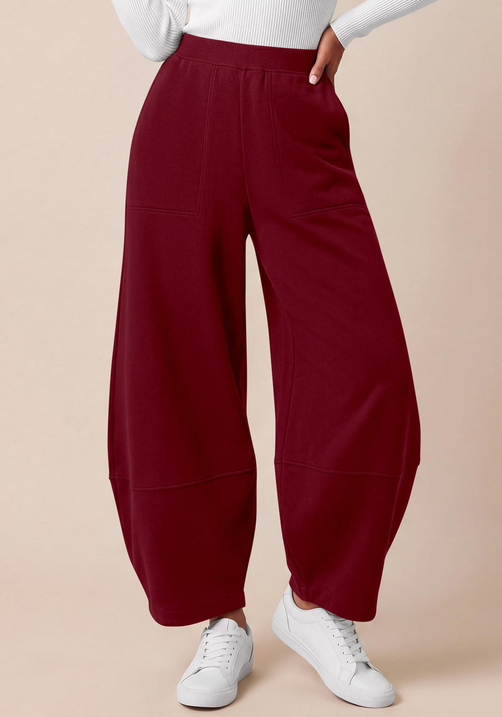 BTFBM Womens Wide Leg Pants Ankle Palazzo Fleece Harem Barrel Sweatpants High Waisted Baggy Sweatpants with Pockets,Casual Lounge Flowy Pants,Lounge Cropped Trousers,Fall Outfits for Women