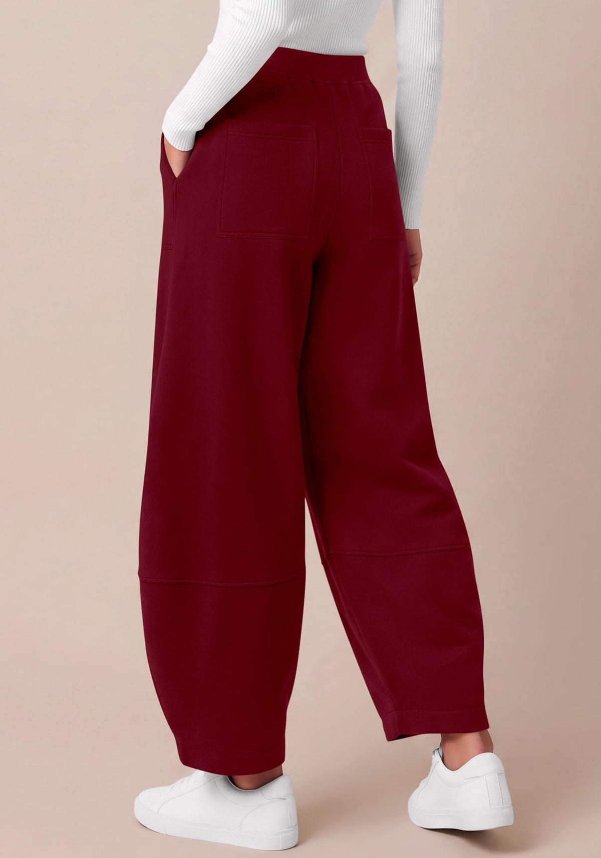 BTFBM Womens Wide Leg Pants Ankle Palazzo Fleece Harem Barrel Sweatpants High Waisted Baggy Sweatpants with Pockets,Casual Lounge Flowy Pants,Lounge Cropped Trousers,Fall Outfits for Women