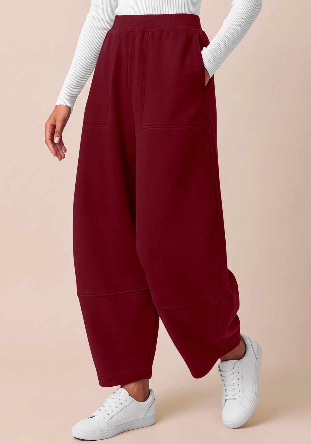BTFBM Womens Wide Leg Pants Ankle Palazzo Fleece Harem Barrel Sweatpants High Waisted Baggy Sweatpants with Pockets,Casual Lounge Flowy Pants,Lounge Cropped Trousers,Fall Outfits for Women