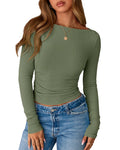 FreshPretty Womens Long Sleeve Tops Fall Fashion Ribbed Slim Fit Y2K Boat Neck T Shirts Casual Going Out Workout Outfits