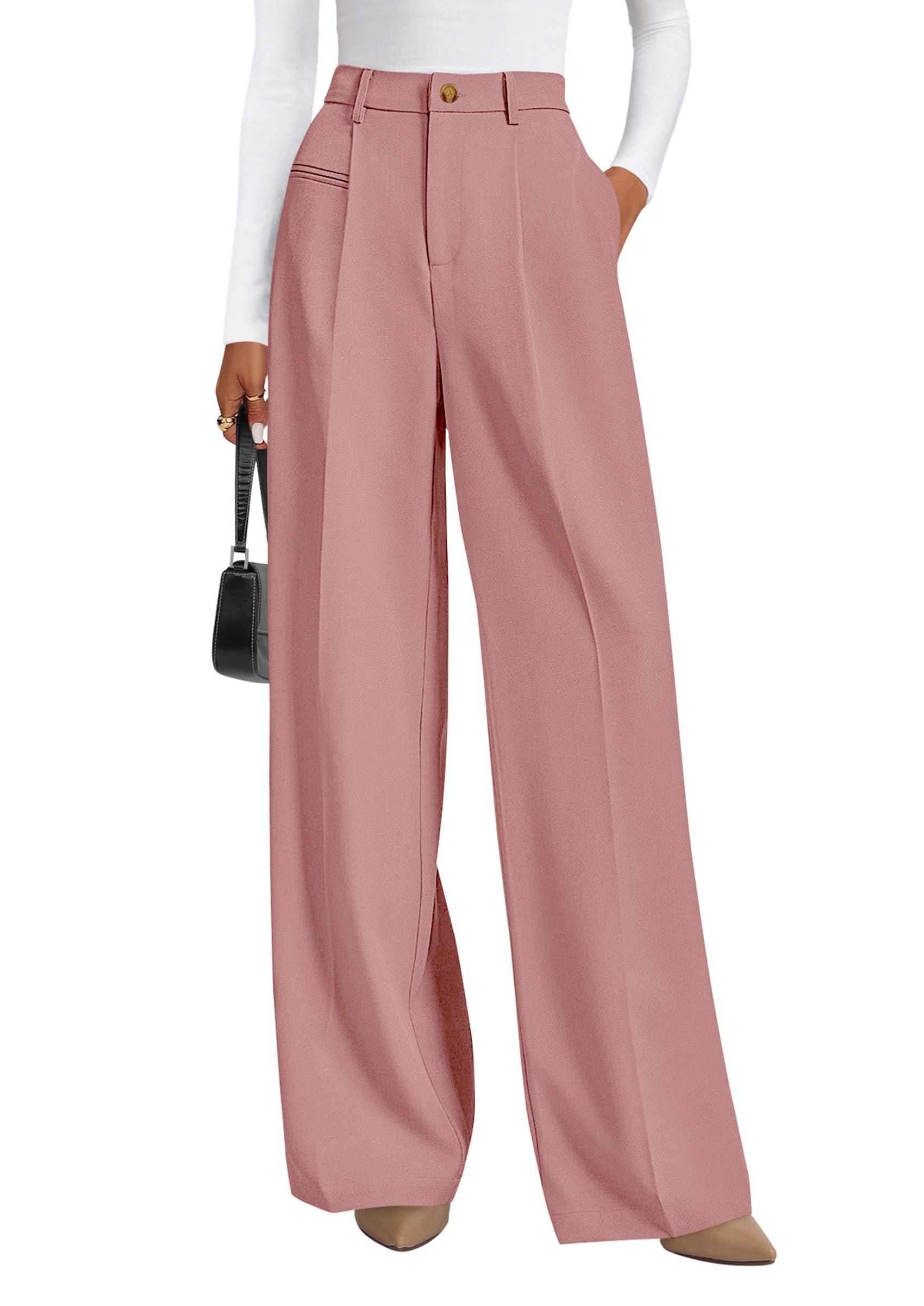 PRETTYGARDEN Womens Wide Leg Dress Pants Business Casual Flowy Work Palazzo Pants High Waisted Slacks Trousers