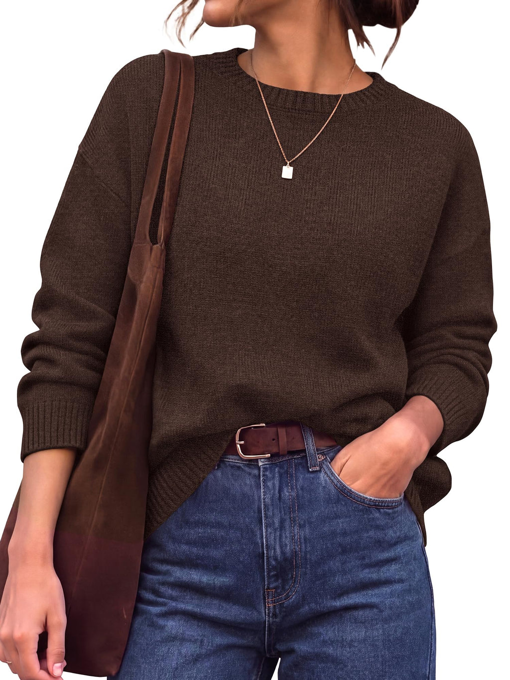 BTFBM Oversized Sweaters for Women Fall Clothes Crewneck Winter Outfits Drop Shoulder Tunics, Long Sleeve Pullover Tops, Loose Fit Tunic Tops, Casual Cozy Fashion Clothing, Going Out Outfits