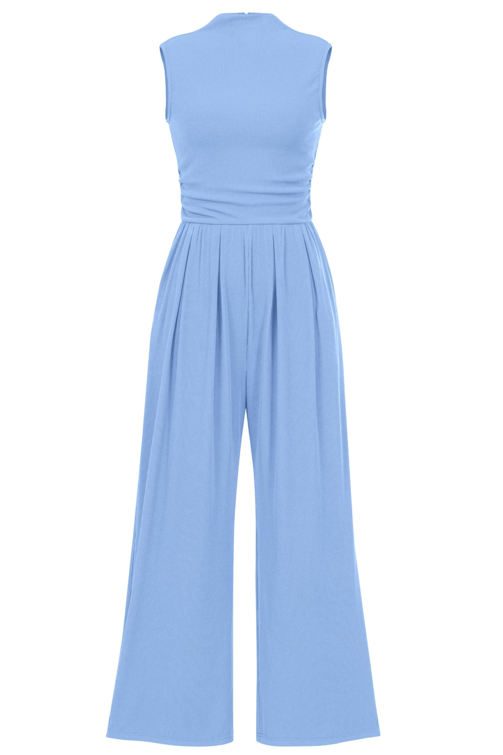 PRETTYGARDEN Womens Summer Jumpsuits Dressy Casual One Piece Outfits Sleeveless Mock Neck Wide Leg Pants Rompers with Pockets
