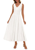 PRETTYGARDEN Women's Summer Casual Dresses Spring Sleeveless V Neck Knit Midi Business Work A Line Cocktail Dress