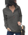 BTFBM Women Fashion Quilted Pattern Lightweight Zipper Long Sleeve Plain Casual Ladies Sweatshirts Pullovers Shirts Tops