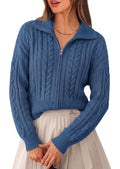 PRETTYGARDEN Women's Cable Knit Cropped Cardigan Sweaters Oversized Sweater, Long Sleeve Zip Up Jacket, Collared Neck, Ribbed Hem, Cozy Soft Casual Wear, Fall Clothes Winter Outerwear