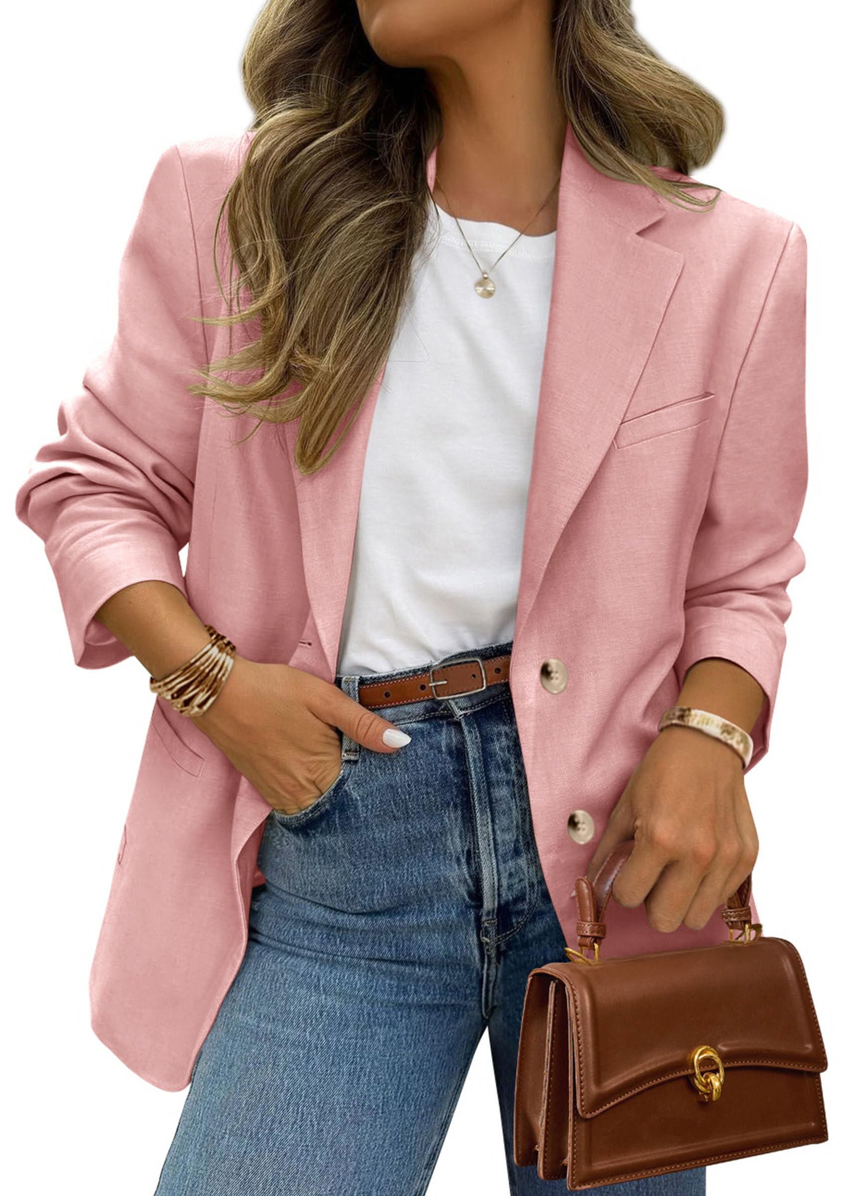 PRETTYGARDEN Blazers for Women Business Casual Long Sleeve Lapel Open Front Suit Jacket Work Blazer with Pockets