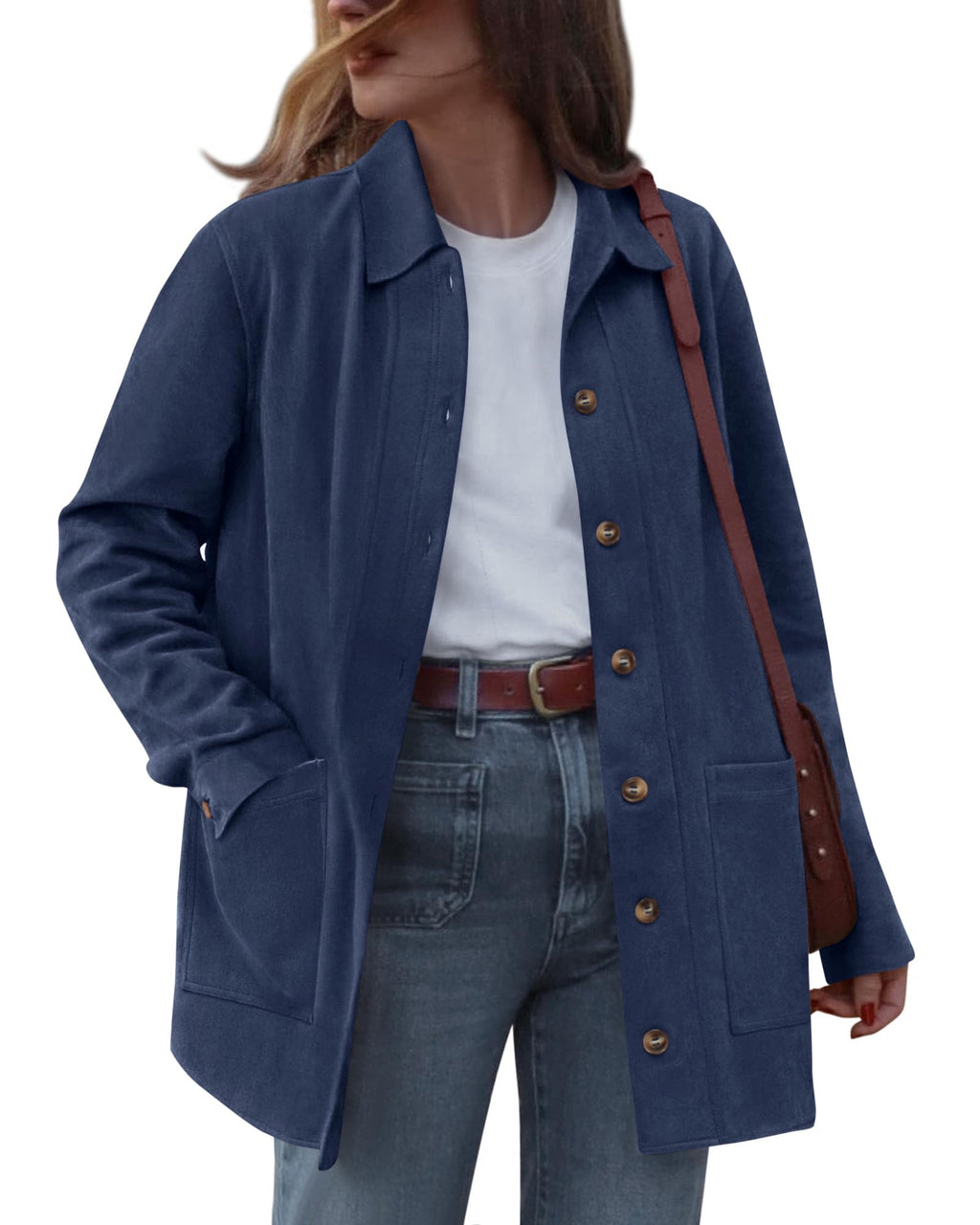 BTFBM Faux Suede Jacket Women Fall Fashion Leather Jackets Long Sleeve Button Down Winter Coats Shackets Outerwear