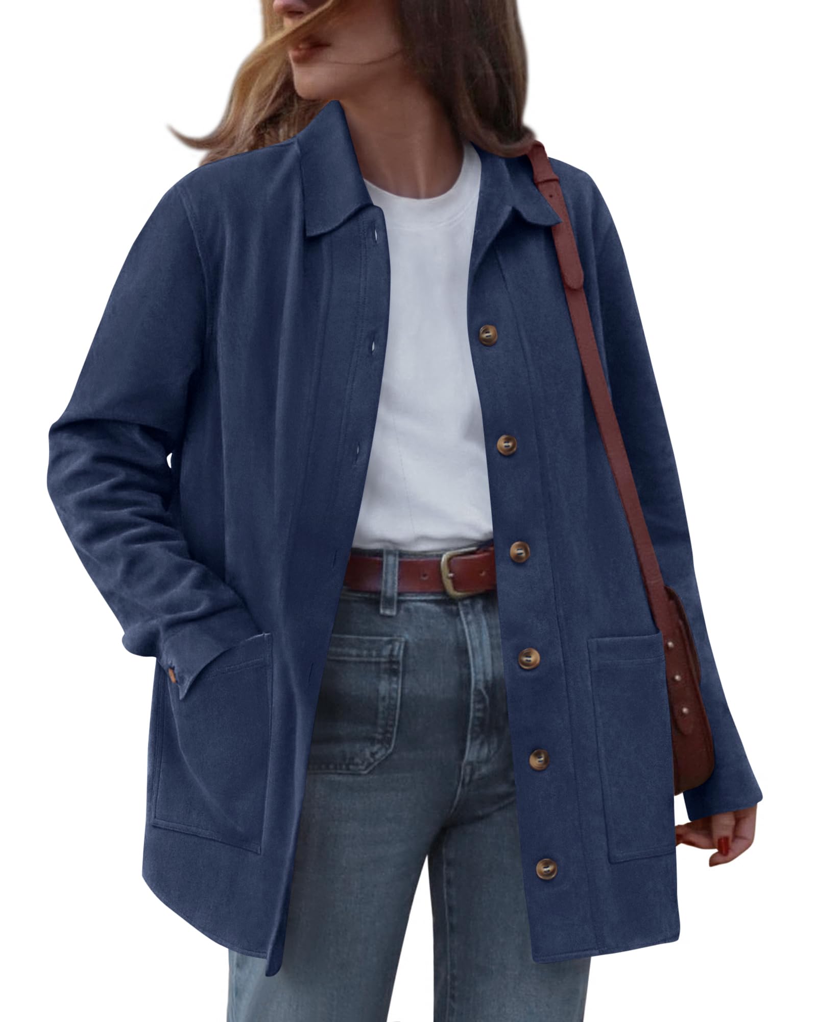 BTFBM Faux Suede Jacket Women Fall Fashion Leather Jackets Long Sleeve Button Down Winter Coats Shackets Outerwear