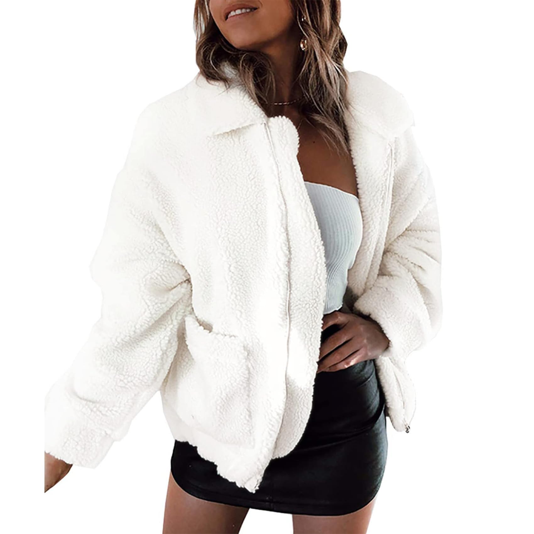 PRETTYGARDEN Women's Fashion Winter Coats Sherpa Fleece Faux Fur Shearling Oversized Trendy Jackets Warm Outerwear Clothing
