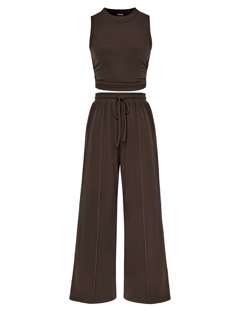 BTFBM Summer Outfits For Women Cropped Sleeveless Tank Tops Wide Leg Pants 2 Piece Sets Beach Lounge Set Clothing