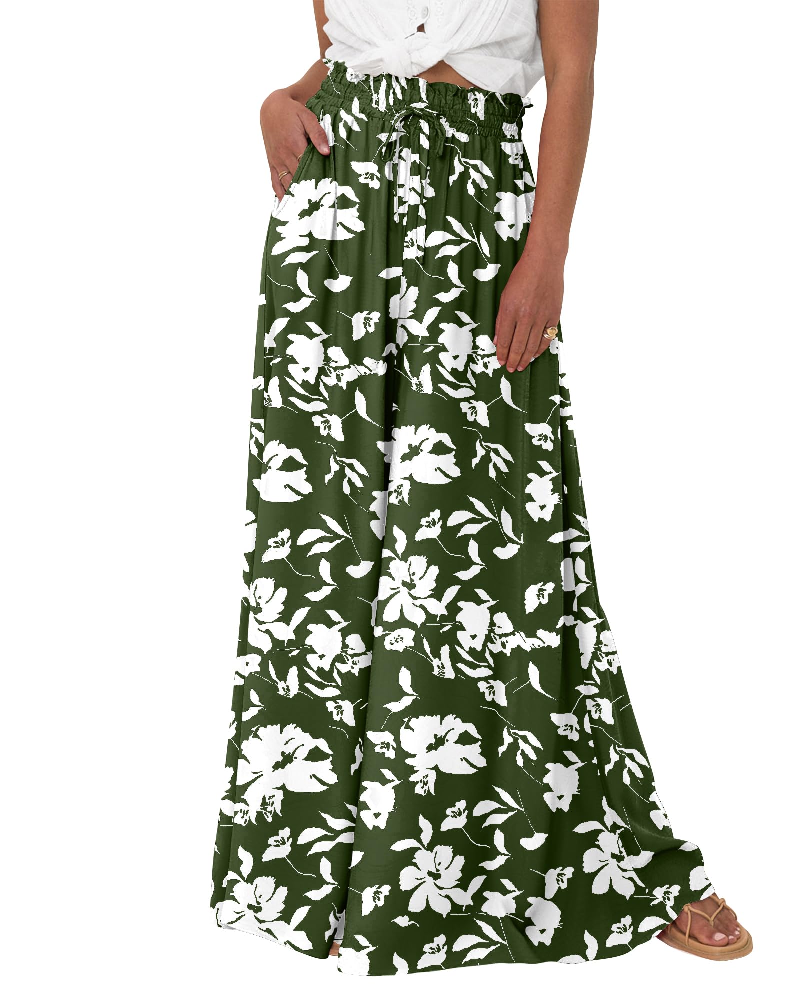 BTFBM Women Casual High Waist Wide Leg Pants Spring Summer Long Palazzo Pants Pocket Lounge Beach Vacation Clothes