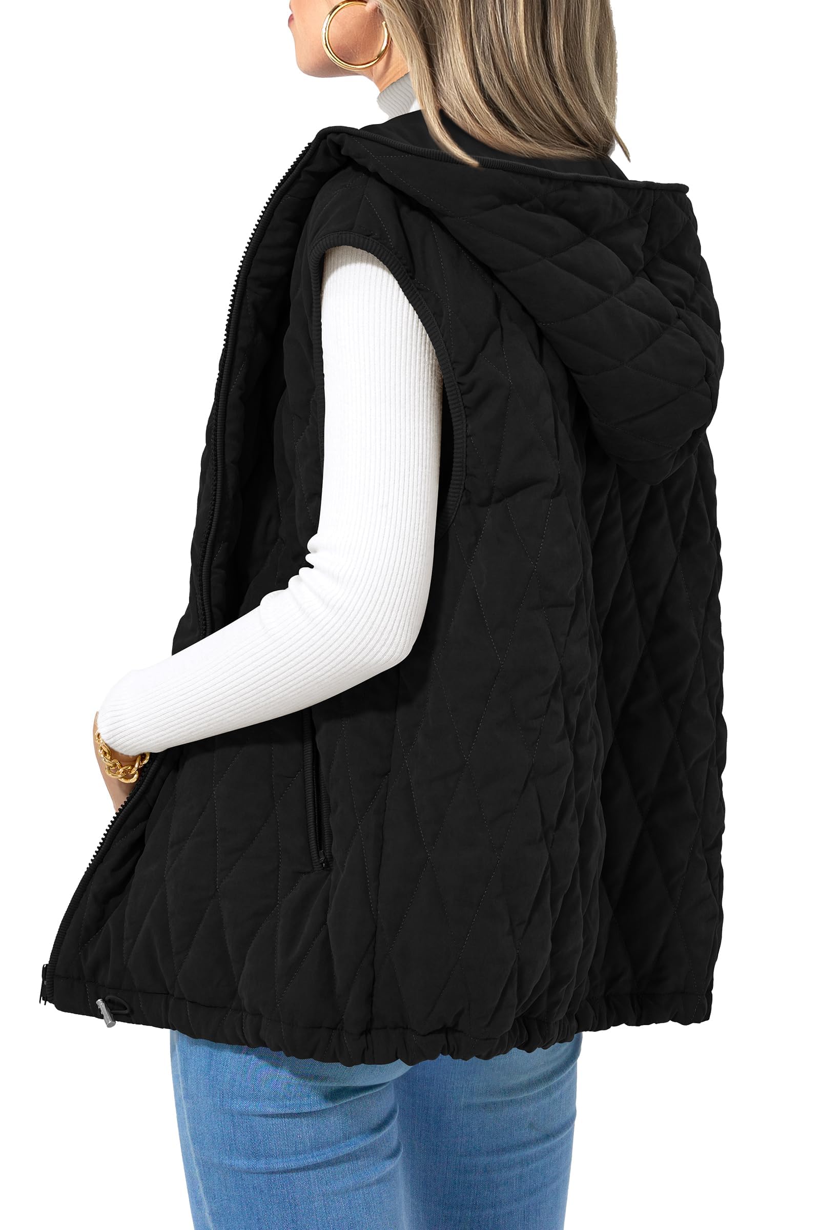 PRETTYGARDEN Women's Fall Spring Vest Casual Sleeveless Hooded Zip Up Jacket Trendy Winter Coat Outerwear