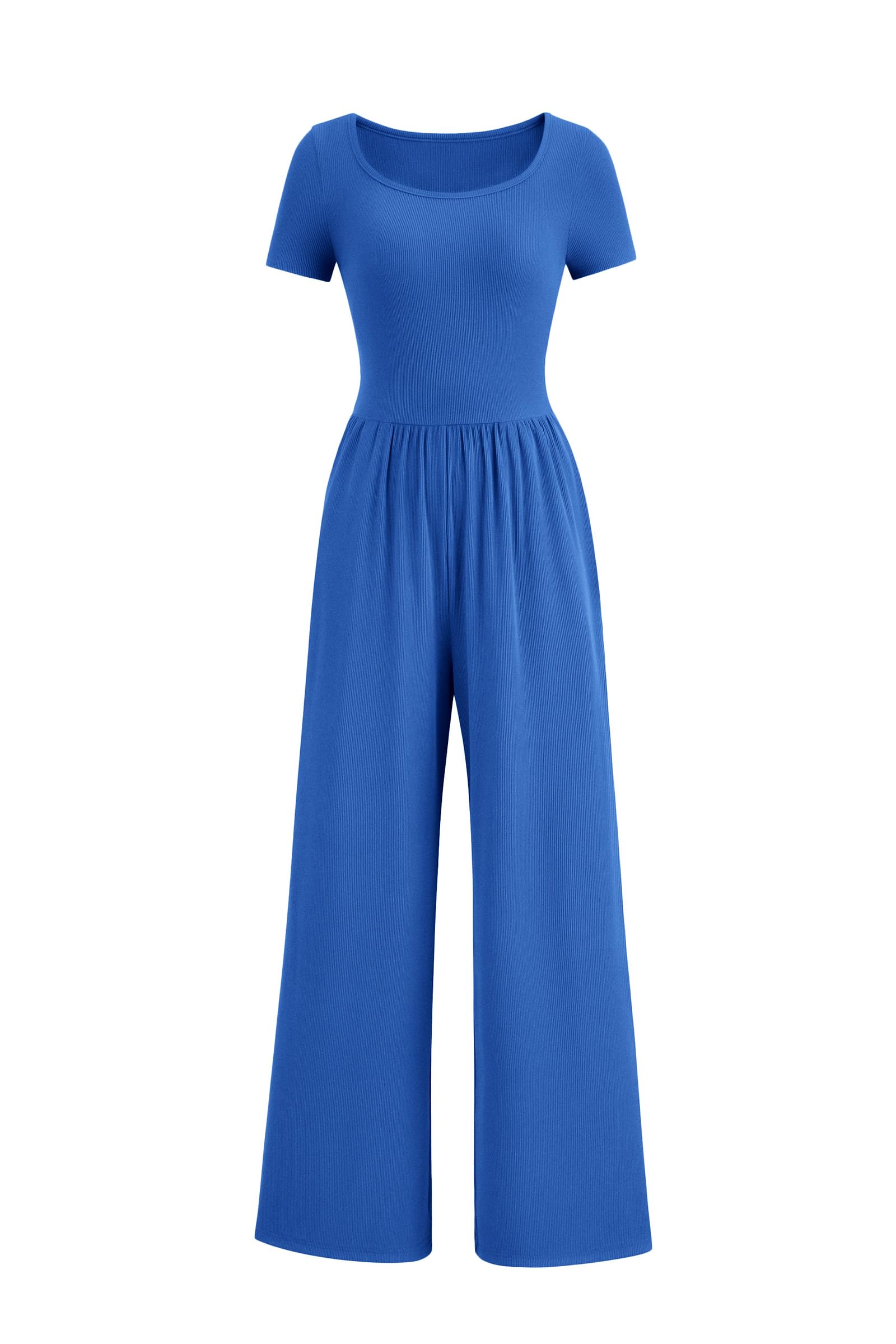 PRETTYGARDEN Women's Summer One Piece Jumpsuits Dressy Casual Short Sleeve Square Neck Wide Leg Rompers Travel Outfit Clothes
