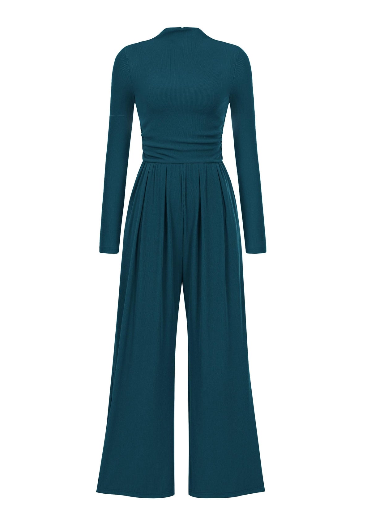 PRETTYGARDEN Womens Jumpsuit Dressy Casual Spring Fall Fashion One Piece Outfits Long Sleeve Mock Neck Wide Leg Pants Rompers