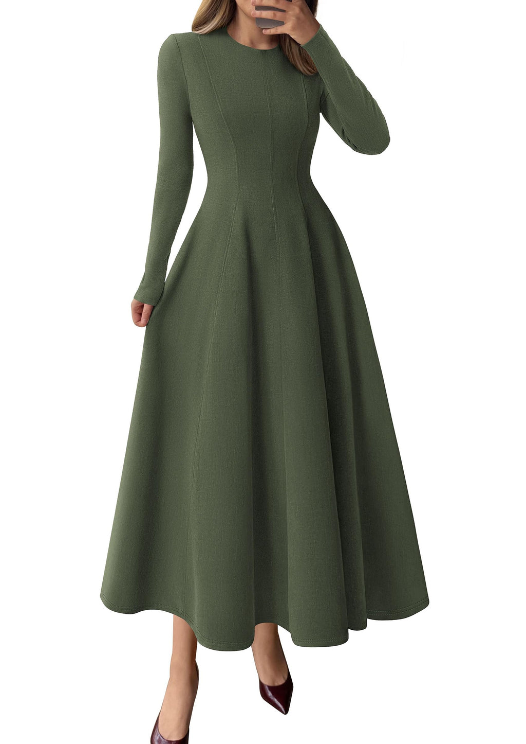 PRETTYGARDEN Cocktail Dresses for Women  Elegant Classy Fall Long Sleeve Midi A Line Flowy Modest Winter Party Dress