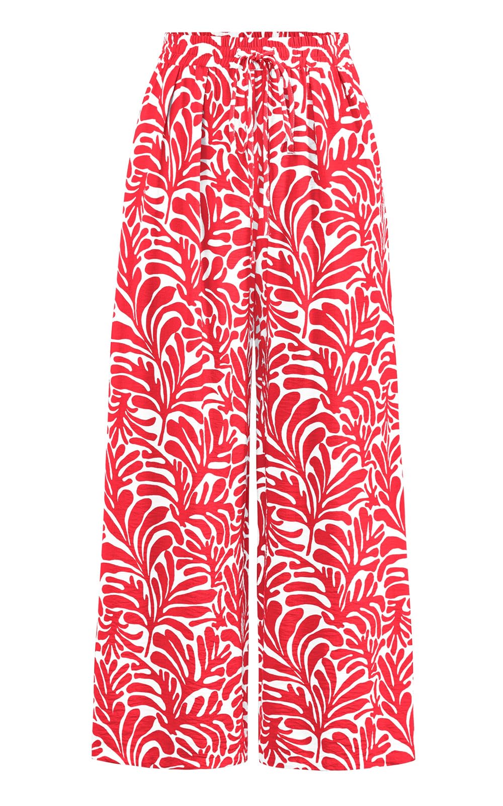 PRETTYGARDEN Womens Pants Elastic Waist Floral Lightweight Palazzo Pants for Women Casual Lounge Wide Leg Pants Woman