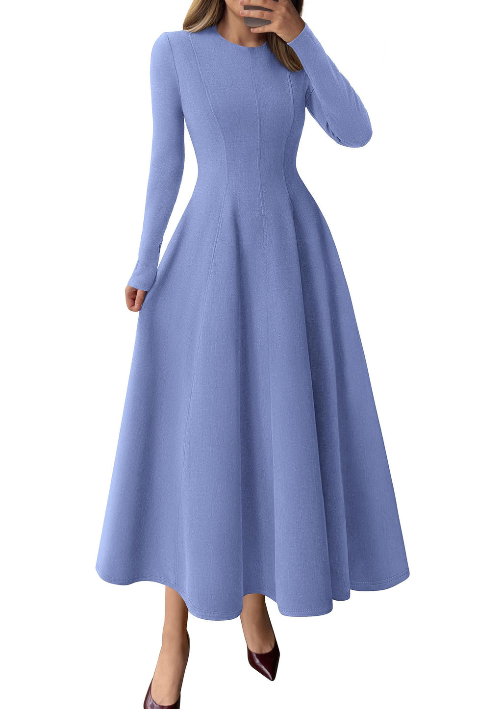 PRETTYGARDEN Cocktail Dresses for Women  Elegant Classy Fall Long Sleeve Midi A Line Flowy Modest Winter Party Dress